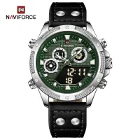 NAVIFORCE 9224 Original Brand Men's Watches LCD Digital Display Waterproof Wristwatch for Man Luminous Male Sport Quartz Clock - Silver Green Black